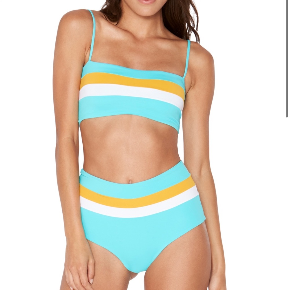 L Space Portia Stripe High Waist bikini - Aqua